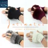 Half Finger Fur Gloves for Girls