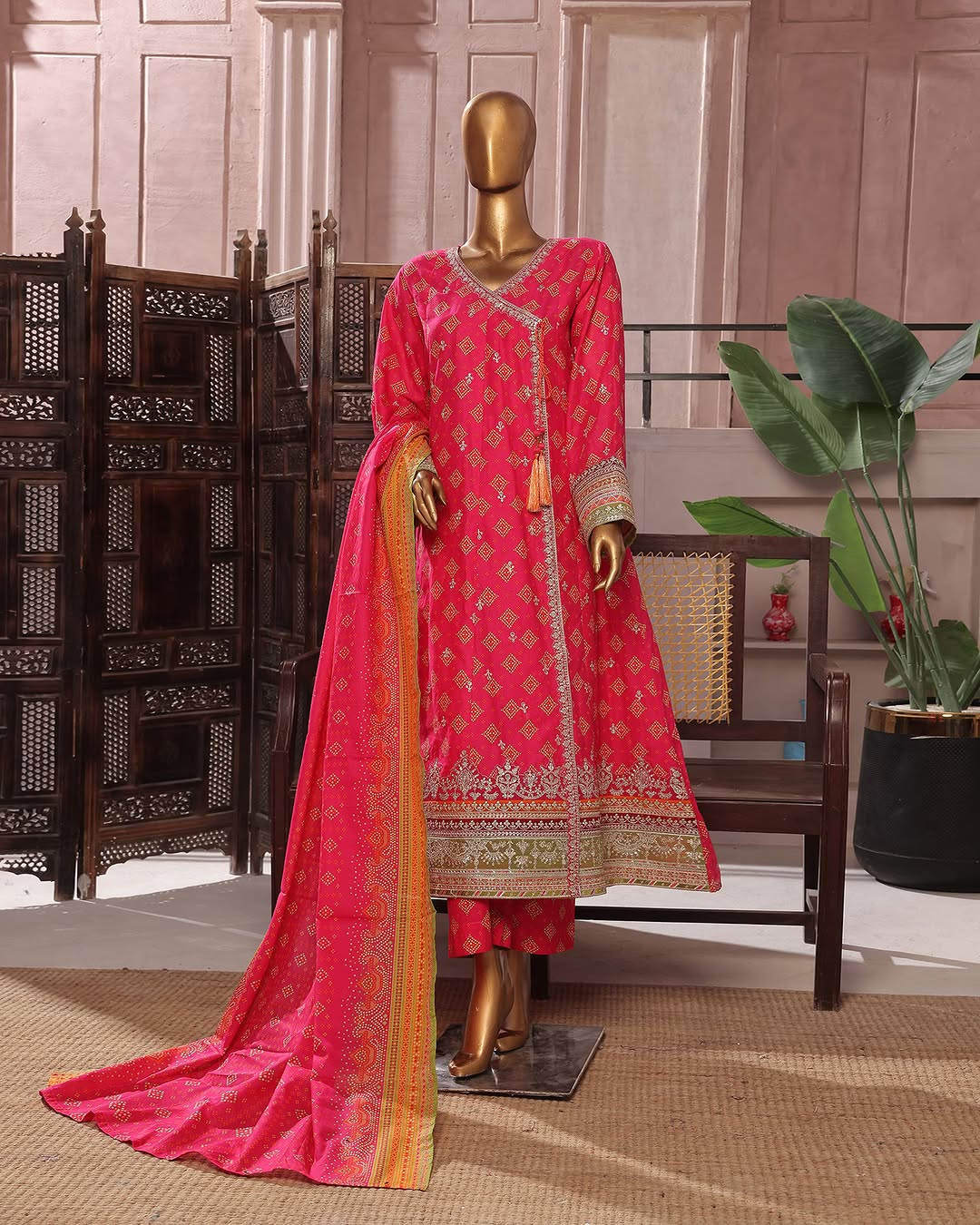 I-008 Bin Saeed Stitched 3 Piece Embroidered Luxury Lawn Maxi